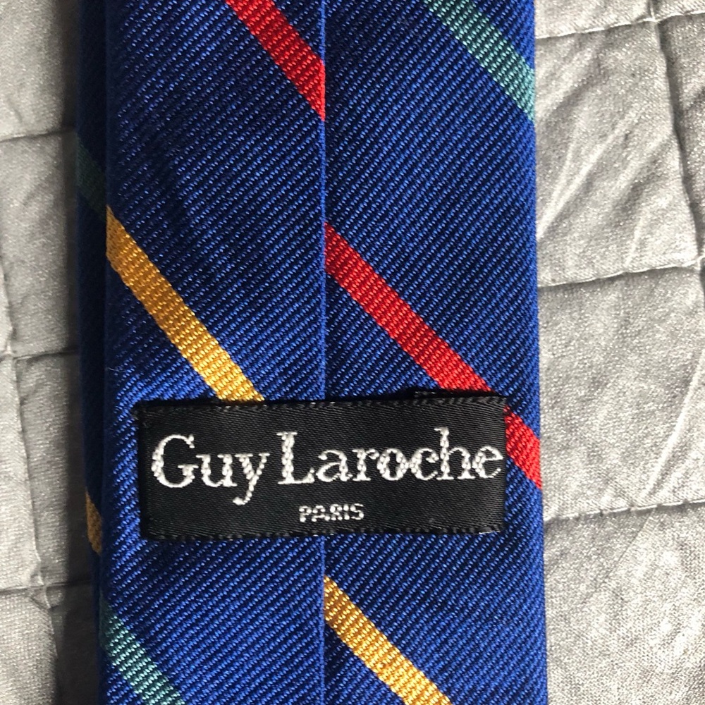 Guy Laroche Blue and Red Striped Silk Tie